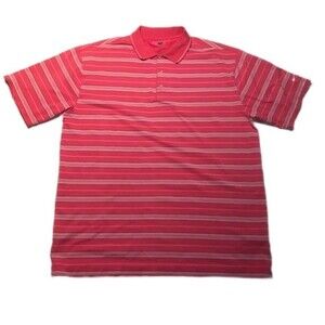 Nike Men’s Golf Dri-Fit Short Sleeve Striped Polyester Polo Shirt Pink Size XL